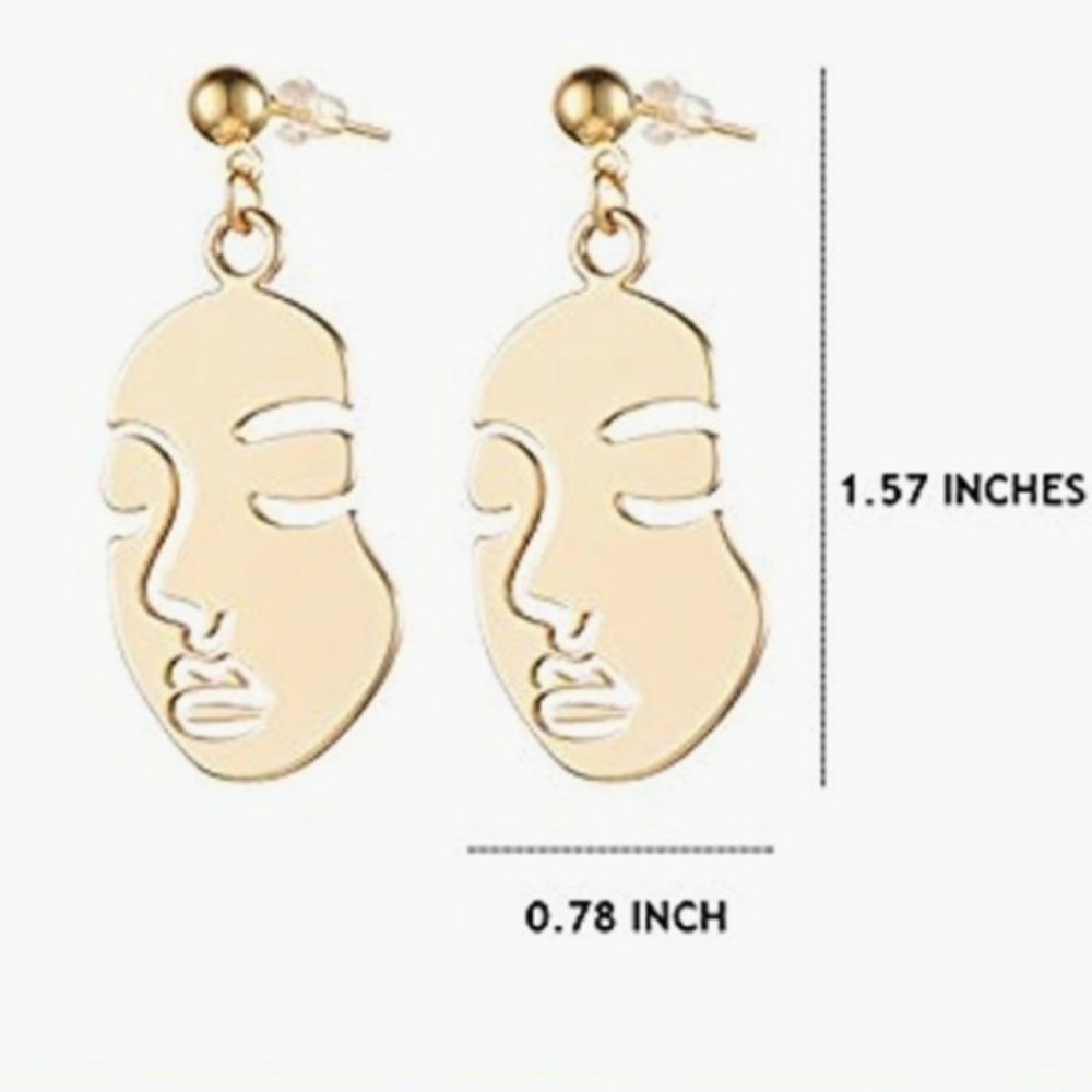 ⬇️ Brandy Melville Gold Face Earring Vintage - Picture 3 of 4